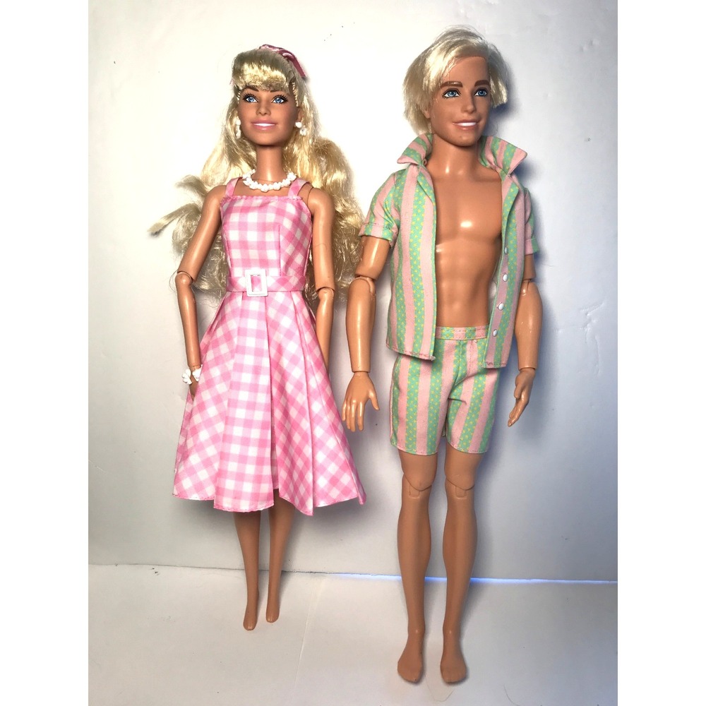 The Barbie Movie Doll Set- Pink Gingham Barbie HPJ96 & Surfer Ken HPJ97